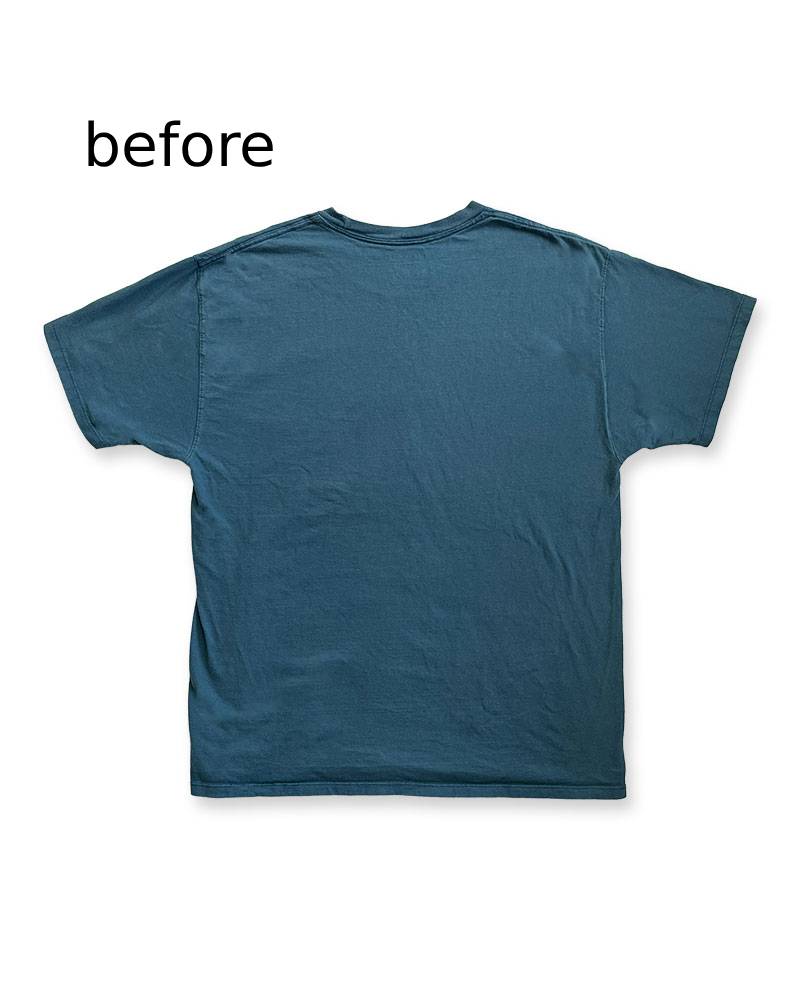 LG_EUROPE?-1930s?-College-バックプリント-レーヨンフロックTシャツ-ネイビー染め 【サイズL相当】