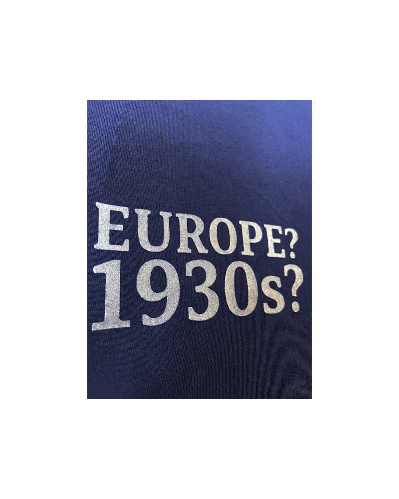 S_EUROPE?-1930s?-College-右　レーヨンフロックTシャツ-ネイビー染め　【サイズXL相当】