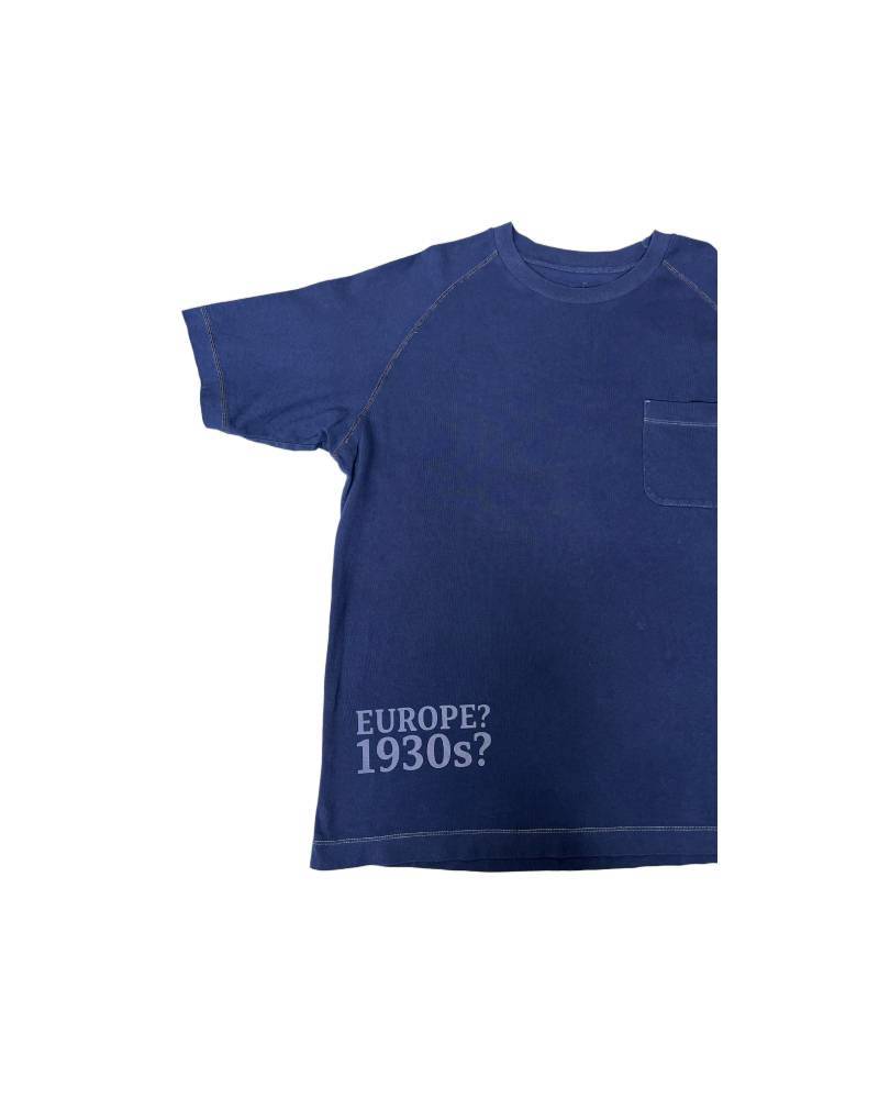 S_EUROPE?-1930s?-College-右　レーヨンフロックTシャツ-ネイビー染め　【サイズXL相当】