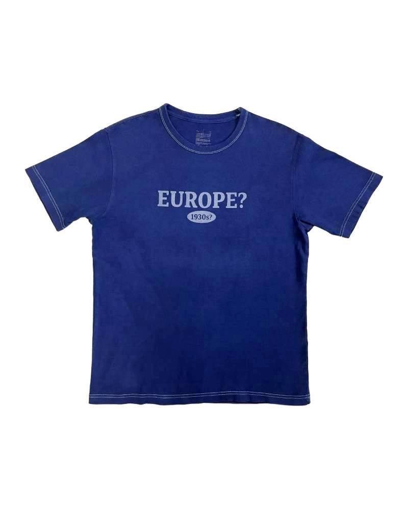 C_EUROPE?-1930s?-College　レーヨンフロックTシャツ-ネイビー染め　【サイズL相当】
