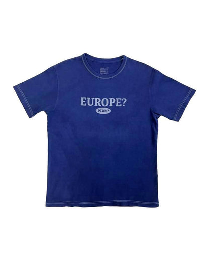 C_EUROPE?-1930s?-College　レーヨンフロックTシャツ-ネイビー染め　【サイズL相当】
