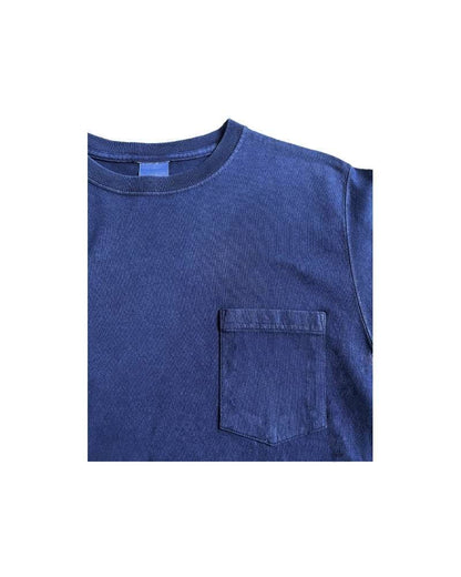 C_EUROPE?-1930s?-College-バックプリント-　レーヨンフロック半袖Tシャツ-ネイビー染め　【サイズM相当】