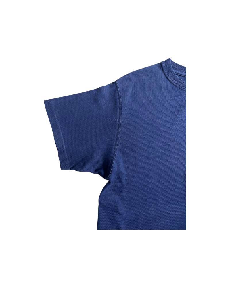 C_EUROPE?-1930s?-College-バックプリント-　レーヨンフロック半袖Tシャツ-ネイビー染め　【サイズM相当】