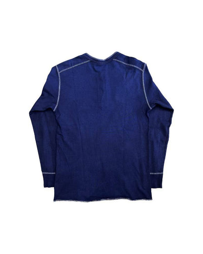〇_St.GALLEN?SWITZERLAND?　レーヨンフロック長袖Tシャツ-ネイビー染め　【サイズL相当】