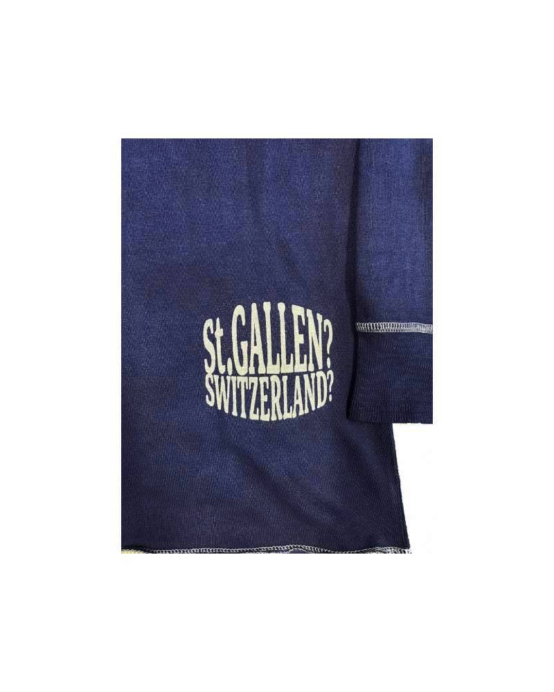 〇_St.GALLEN?SWITZERLAND?　レーヨンフロック長袖Tシャツ-ネイビー染め　【サイズL相当】