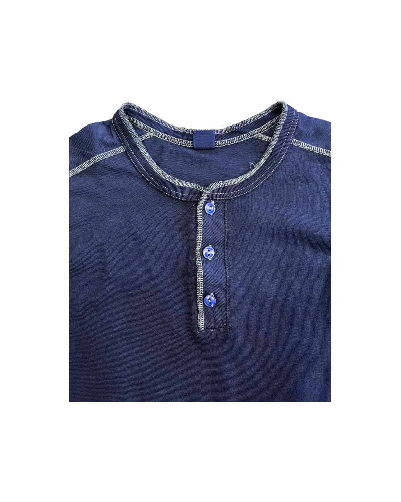 〇_St.GALLEN?SWITZERLAND?　レーヨンフロック長袖Tシャツ-ネイビー染め　【サイズL相当】