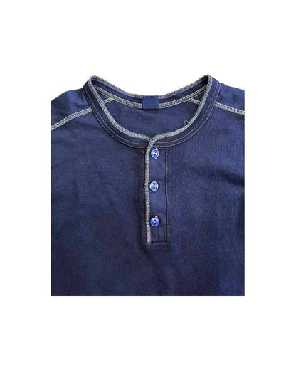 〇_St.GALLEN?SWITZERLAND?　レーヨンフロック長袖Tシャツ-ネイビー染め　【サイズL相当】