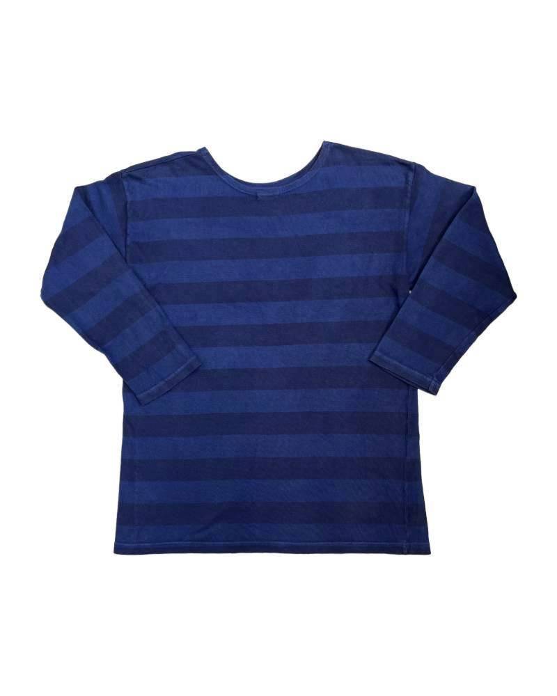 S_EUROPE?-1930s?-College-左　レーヨンフロック5部袖Tシャツ-ネイビー染め【サイズＭ相当】