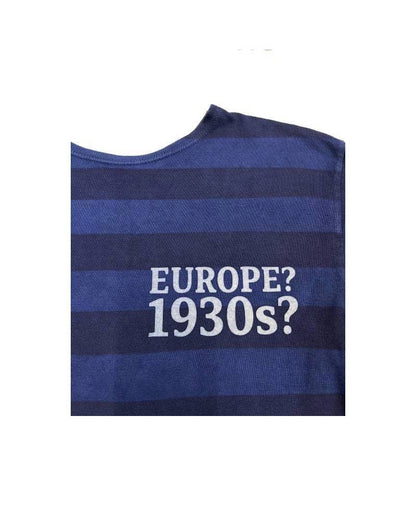 S_EUROPE?-1930s?-College-左　レーヨンフロック5部袖Tシャツ-ネイビー染め【サイズＭ相当】