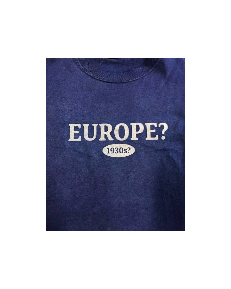 C_EUROPE?-1930s?-College　レーヨンフロックTシャツ-ネイビー染め　【サイズL相当】