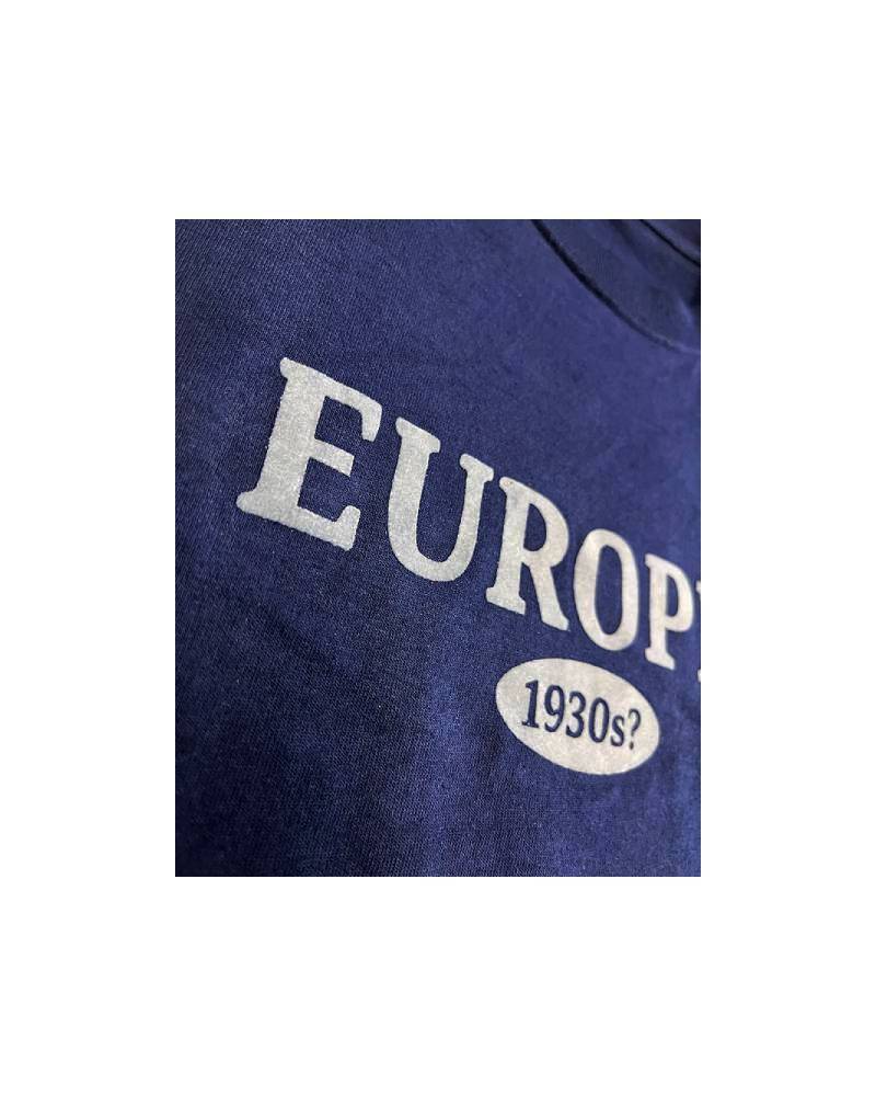C_EUROPE?-1930s?-College　レーヨンフロックTシャツ-ネイビー染め　【サイズL相当】