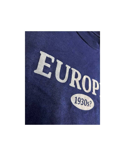 C_EUROPE?-1930s?-College　レーヨンフロックTシャツ-ネイビー染め　【サイズL相当】
