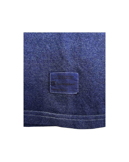 S_St.GALLEN? SWITZERLAND? -左胸レーヨンフロック-半袖Tシャツ-ネイビー染め　【サイズL相当】