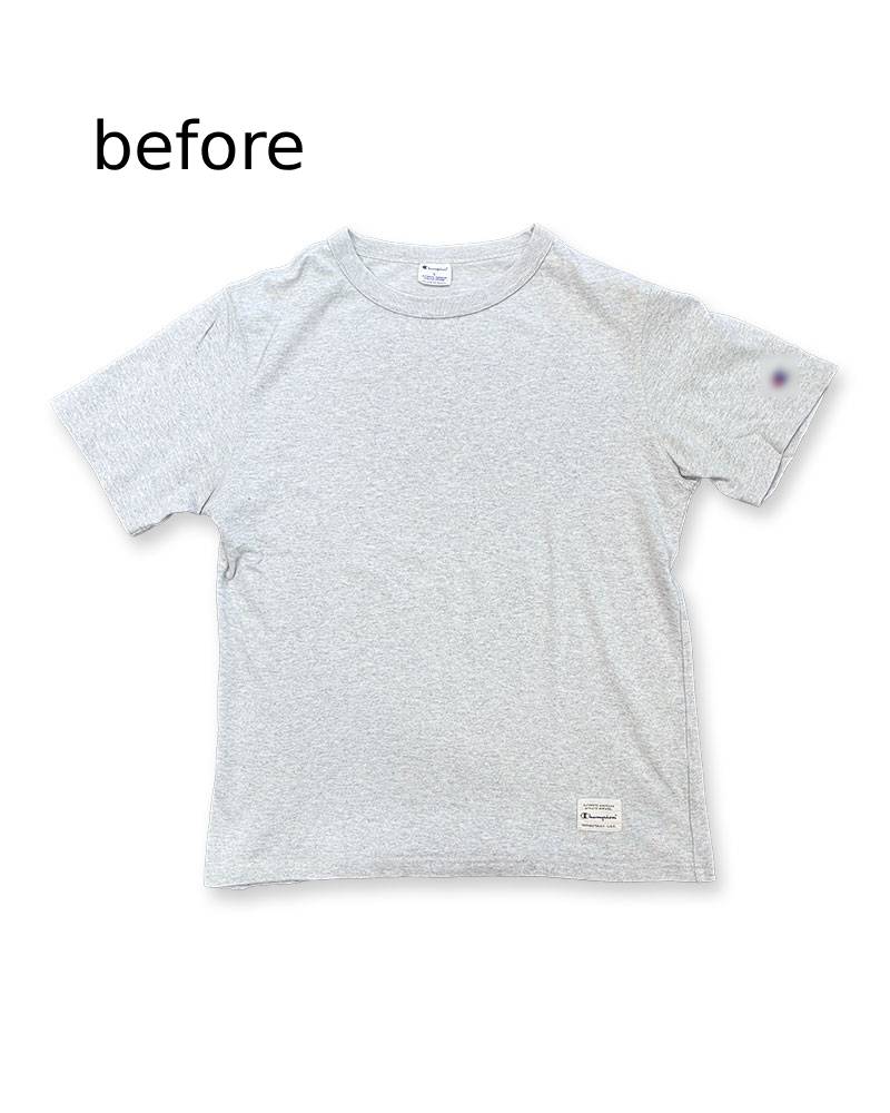 S_St.GALLEN? SWITZERLAND? -左胸レーヨンフロック-半袖Tシャツ-ネイビー染め　【サイズL相当】