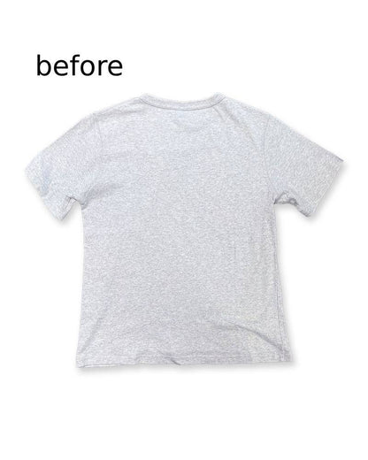 S_St.GALLEN? SWITZERLAND? -左胸レーヨンフロック-半袖Tシャツ-ネイビー染め　【サイズL相当】