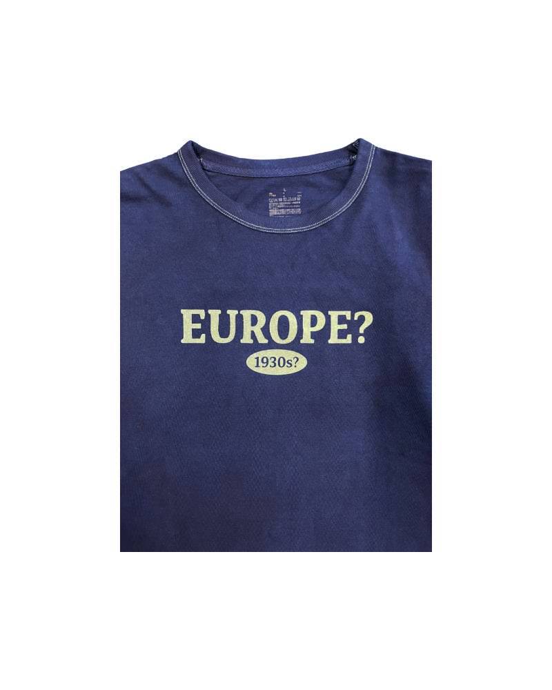 C_EUROPE?-1930s?-College　レーヨンフロックTシャツ-ネイビー染め　【サイズL相当】