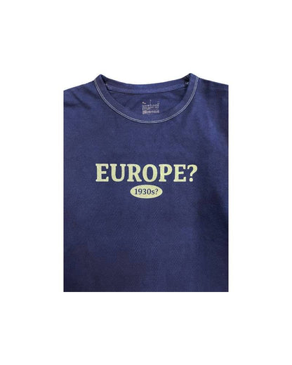C_EUROPE?-1930s?-College　レーヨンフロックTシャツ-ネイビー染め　【サイズL相当】