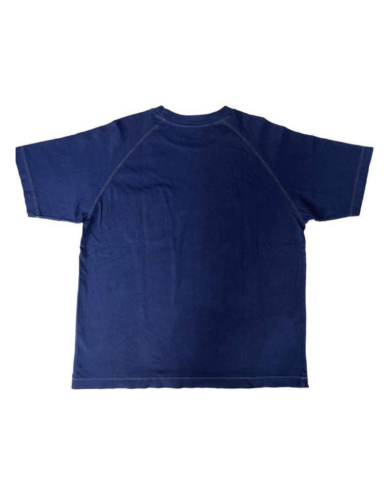 S_EUROPE?-1930s?-College-右　レーヨンフロックTシャツ-ネイビー染め　【サイズXL相当】