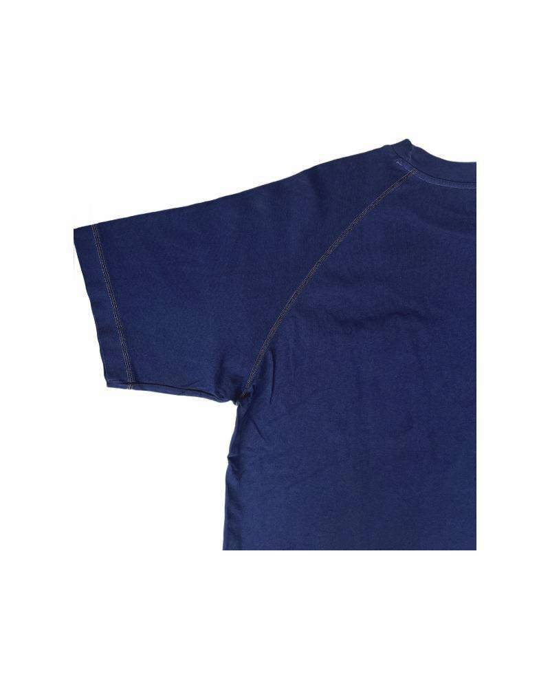 S_EUROPE?-1930s?-College-右　レーヨンフロックTシャツ-ネイビー染め　【サイズXL相当】