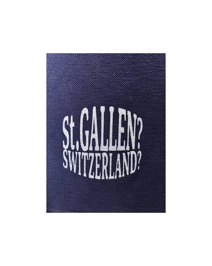 〇_St.GALLEN?SWITZERLAND?　レーヨンフロック半袖ポロシャツ-ネイビー染め　【サイズM相当】