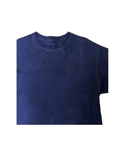 C_ST.GALLEN？SWITZERLAND？－バックプリント－レーヨンフロックTシャツ－ネイビー　【サイズXL相当】