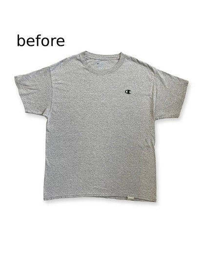 C_ST.GALLEN？SWITZERLAND？－バックプリント－レーヨンフロックTシャツ－ネイビー　【サイズXL相当】