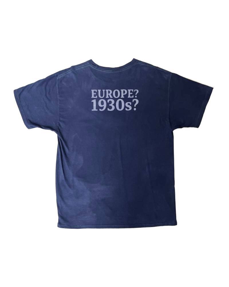 LG_EUROPE?-1930s?-College-バックプリント-レーヨンフロックTシャツ-ネイビー染め　【サイズL相当】