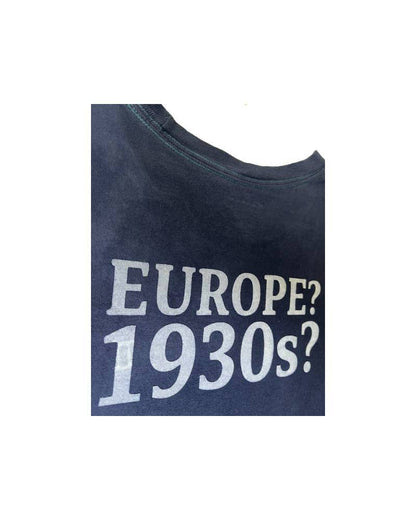 LG_EUROPE?-1930s?-College-バックプリント-レーヨンフロックTシャツ-ネイビー染め　【サイズL相当】
