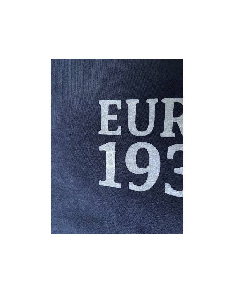 LG_EUROPE?-1930s?-College-バックプリント-レーヨンフロックTシャツ-ネイビー染め　【サイズL相当】