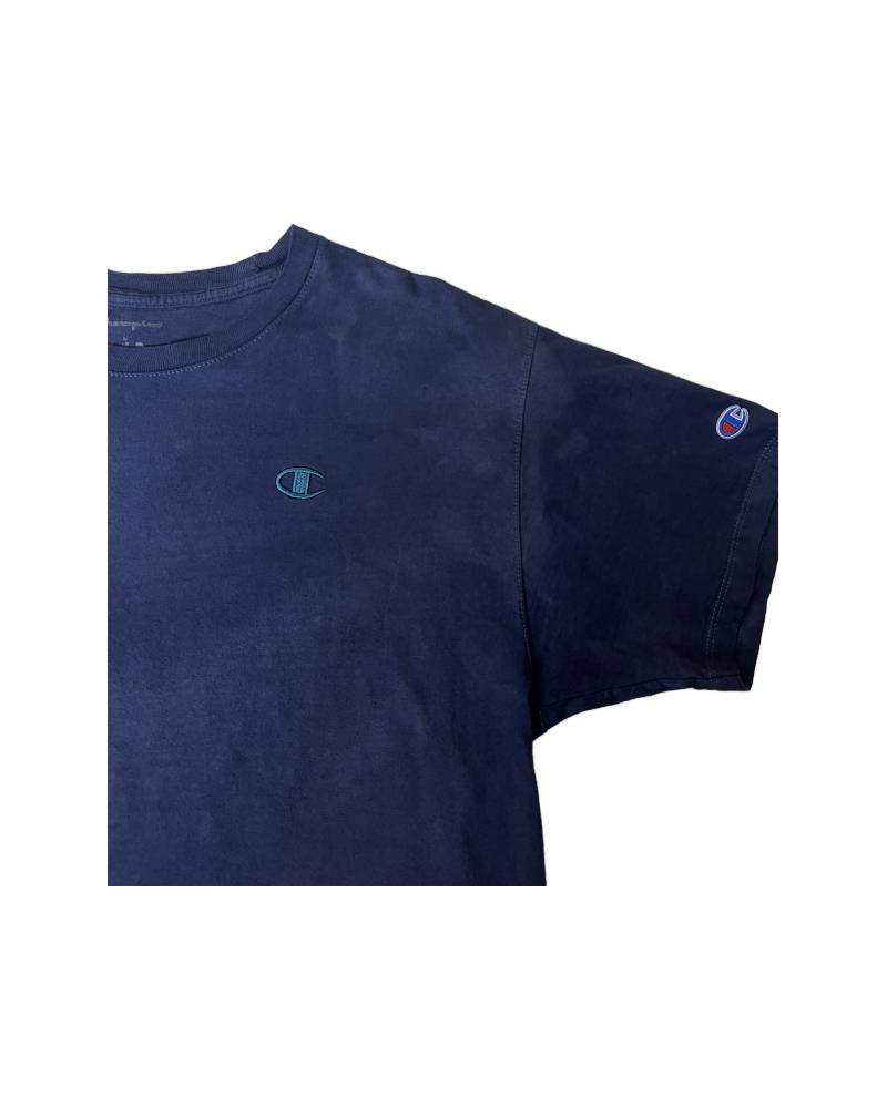 LG_EUROPE?-1930s?-College-バックプリント-レーヨンフロックTシャツ-ネイビー染め　【サイズL相当】