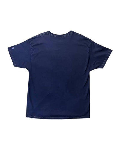 レターシリーズ「NEW YORK」　レーヨンフロックTシャツ-ネイビー染め