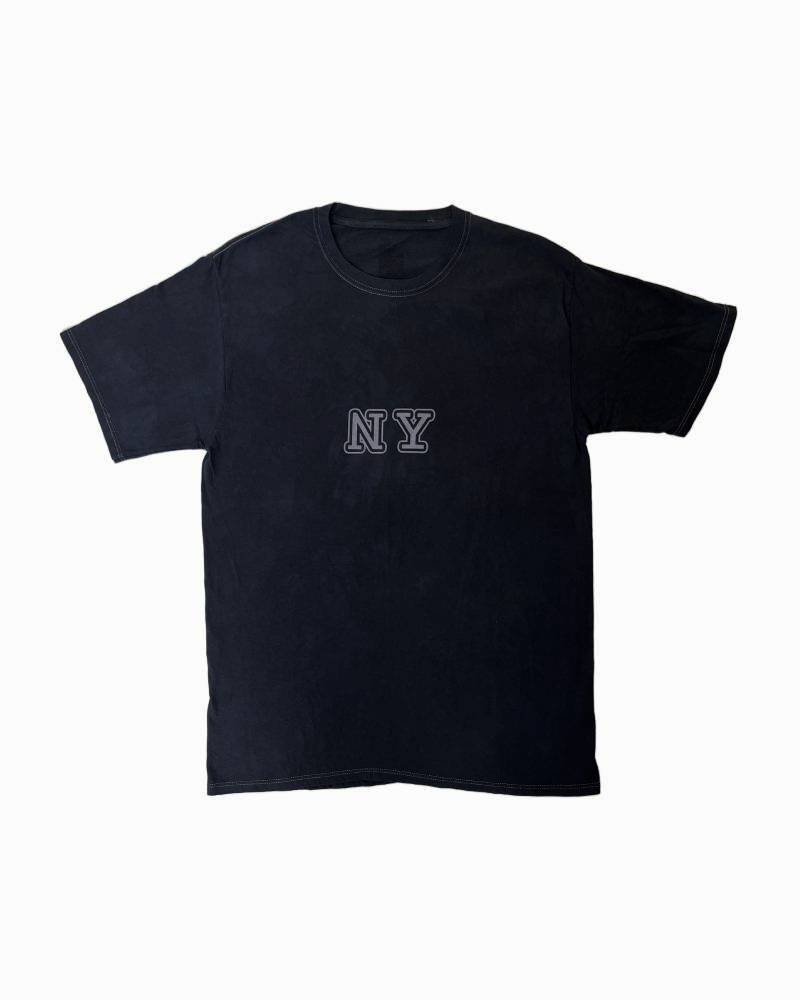 レターシリーズ「NY」　レーヨンフロックTシャツ-ネイビー染め　【サイズL相当】