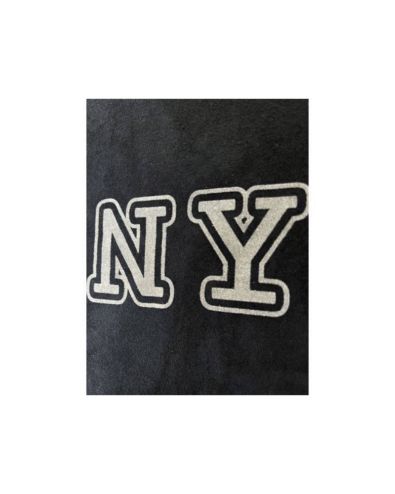 レターシリーズ「NY」　レーヨンフロックTシャツ-ネイビー染め　【サイズL相当】
