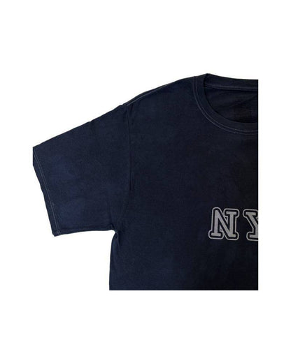 レターシリーズ「NY」　レーヨンフロックTシャツ-ネイビー染め　【サイズL相当】