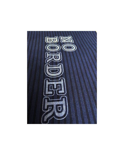 レターシリーズ「NO BORDER」　レーヨンフロックTシャツ-ネイビー染め【サイズXL相当】