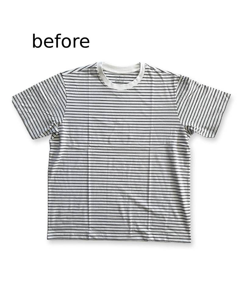 レターシリーズ「NO BORDER」　レーヨンフロックTシャツ-ネイビー染め【サイズXL相当】