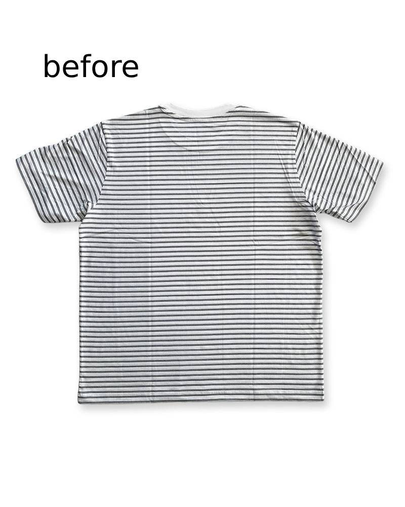 レターシリーズ「NO BORDER」　レーヨンフロックTシャツ-ネイビー染め【サイズXL相当】