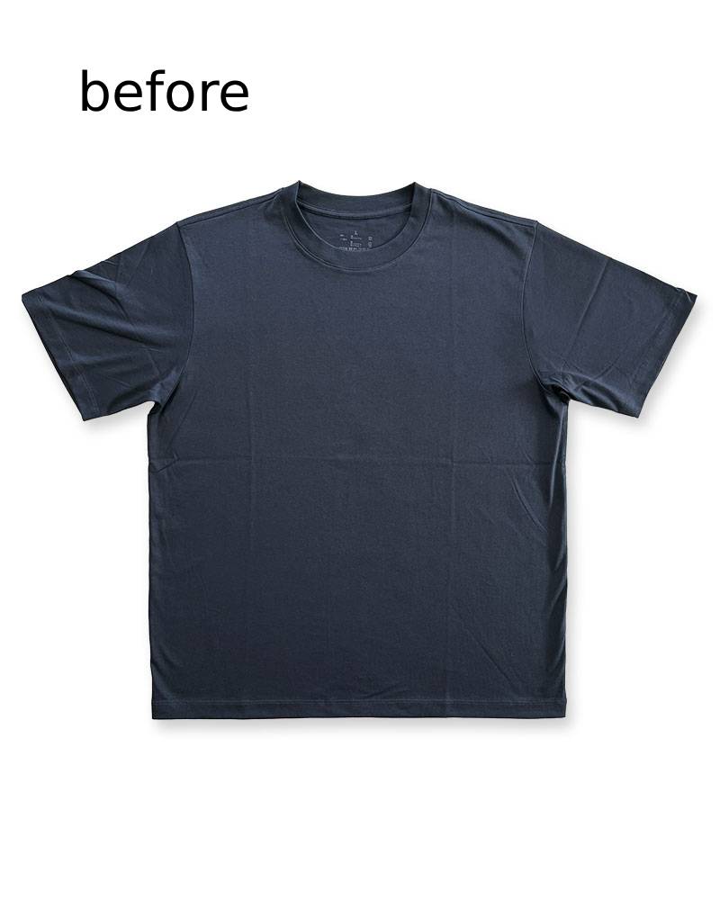 レターシリーズ「LA」　レーヨンフロックTシャツ-ネイビー染め【サイズL相当】