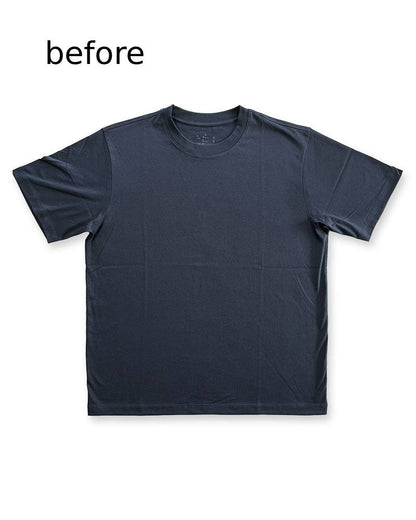 レターシリーズ「LA」　レーヨンフロックTシャツ-ネイビー染め【サイズL相当】