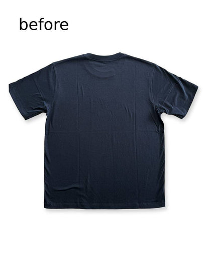 レターシリーズ「LA」　レーヨンフロックTシャツ-ネイビー染め【サイズL相当】
