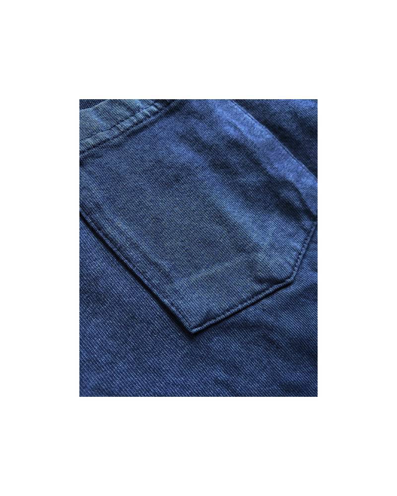 C_EUROPE?-1930s?-College-バックプリント-　レーヨンフロック半袖Tシャツ-ネイビー染め　【サイズM相当】